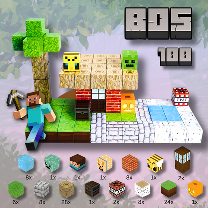 MinecraftMagnet Blokken - De game in het echt ervaren  - 100 stuks