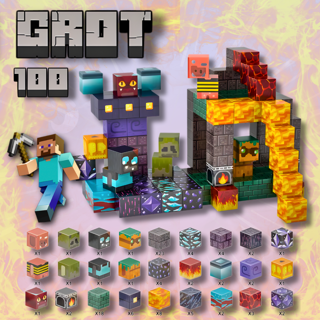MinecraftMagnet Blokken - De game in het echt ervaren  - 100 stuks