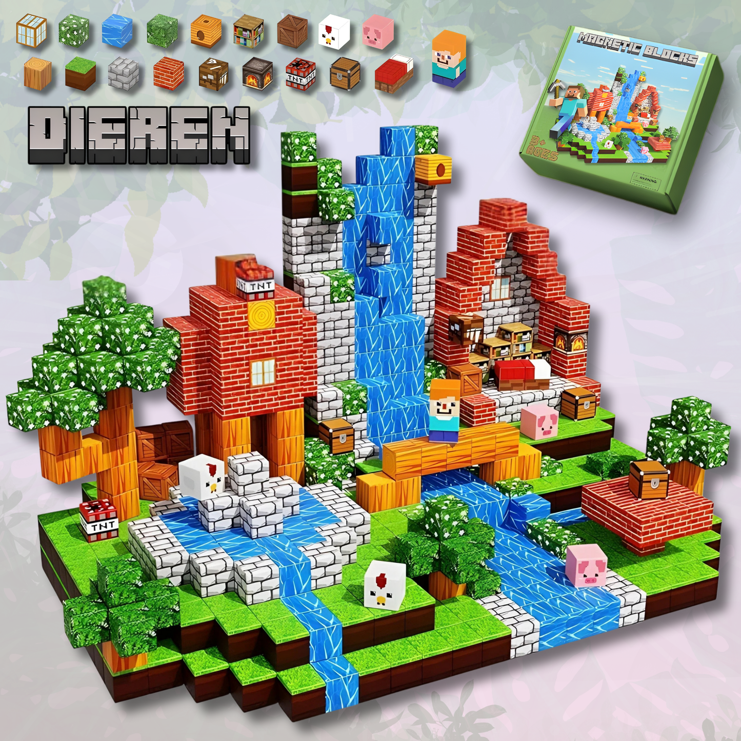 MinecraftMagnet Blokken - De game in het echt ervaren  - 100 stuks